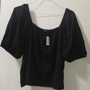 Old Navy Black Square Neck Puff Sleeve Blouse